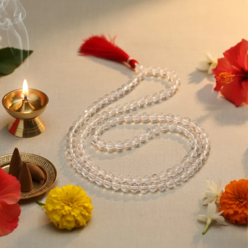 Clear Quartz Natural Stone-Sphatik Mala